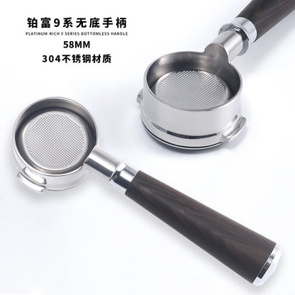 Coffee machine handle bottomless modified stainless steel solid wood handle