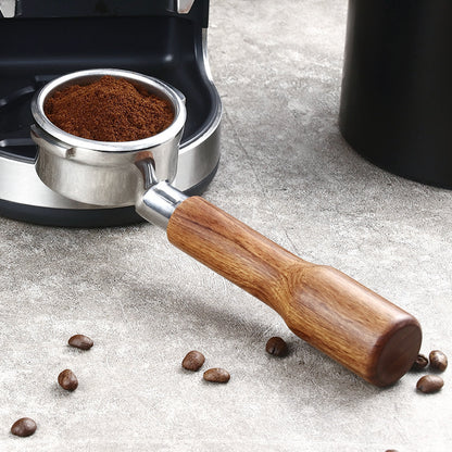 Coffee machine handle bottomless modified stainless steel solid wood handle